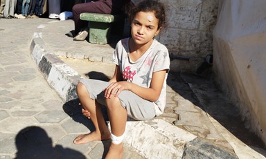 A girl is resting after receiving treatment