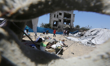 A view of Mawasi's tents after an Israeli bombing