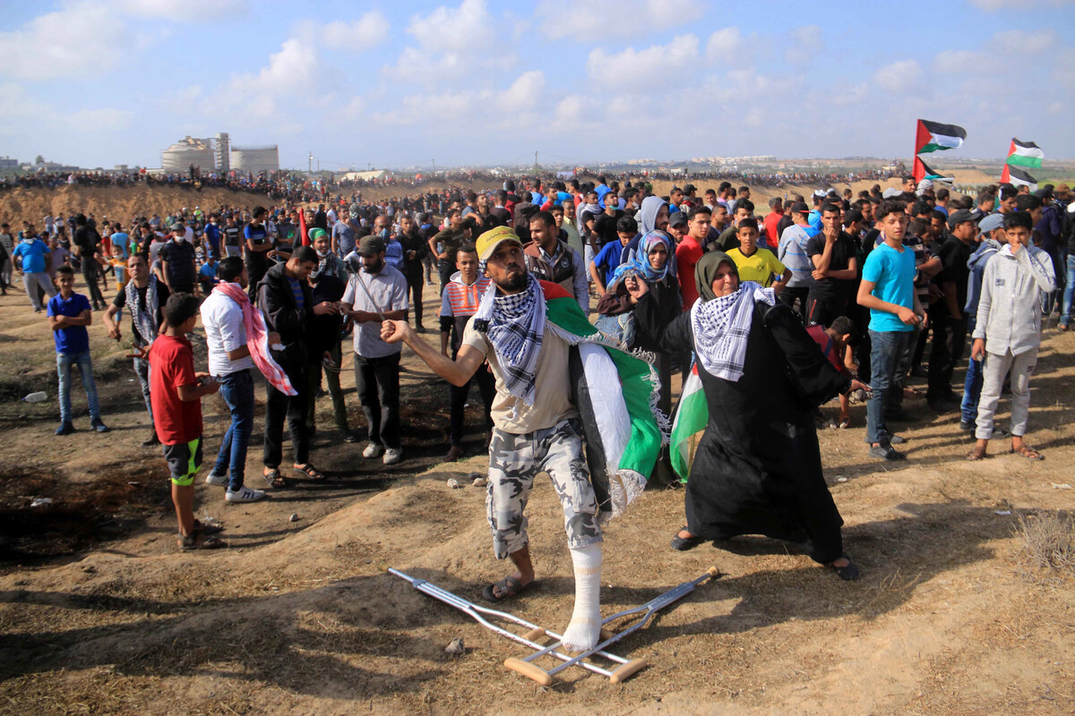 Protesters in Gaza.