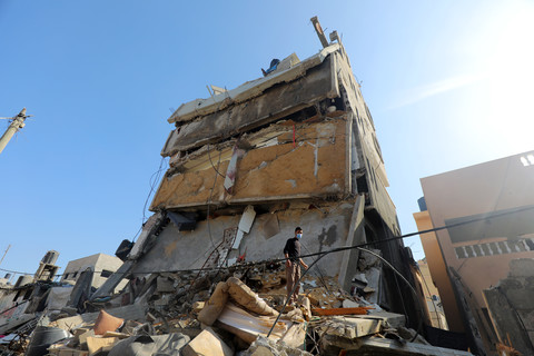 The ruins of a building after Israeli bombardment