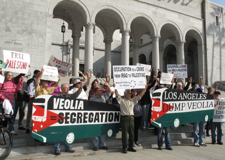 A 2009 demonstration against Veolia in Los Angeles