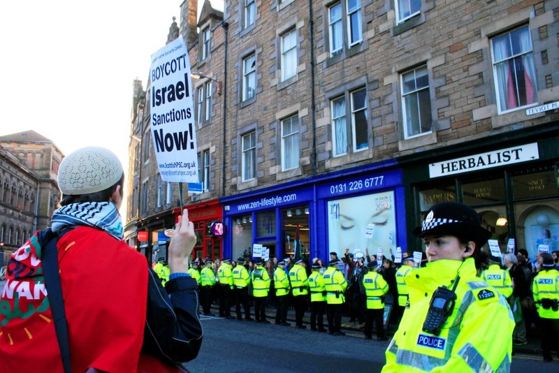 Edinburgh University students protesting a previous visit by the Israeli ambassador