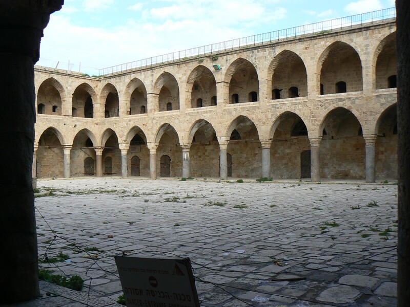 The Khan al-Umdan (Inn of the Pillars) in Akka, Palestine