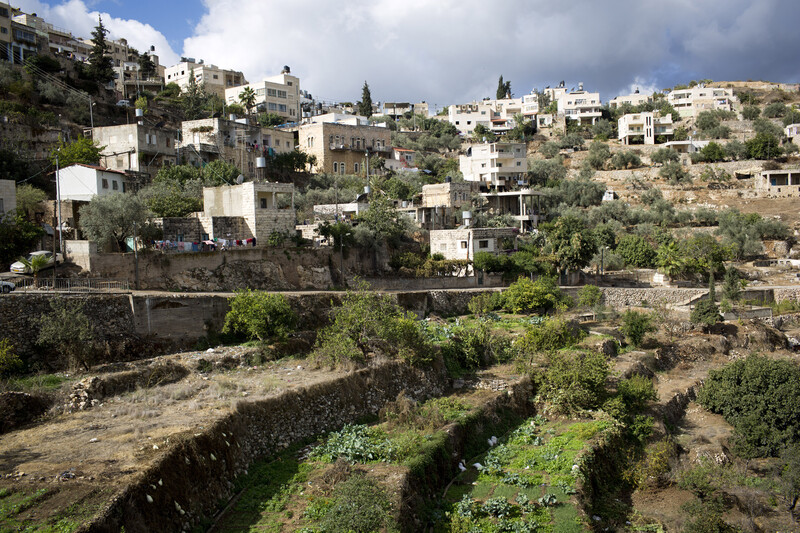 Landscape view of terraced land and stone houses