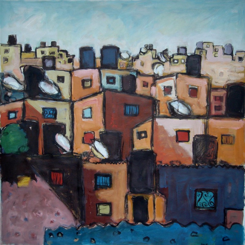 Raed Issa's painting Water Tanks