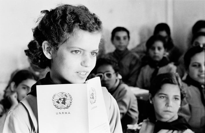This 1983 image of a Palestinian refugee in Syria forms the centerpiece of a new UNRWA call for solidarity with the Palestinian people