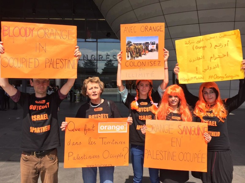 France’s Orange dumps Israeli affiliate that backed Gaza war 2015-5-27_orange_protest_paris