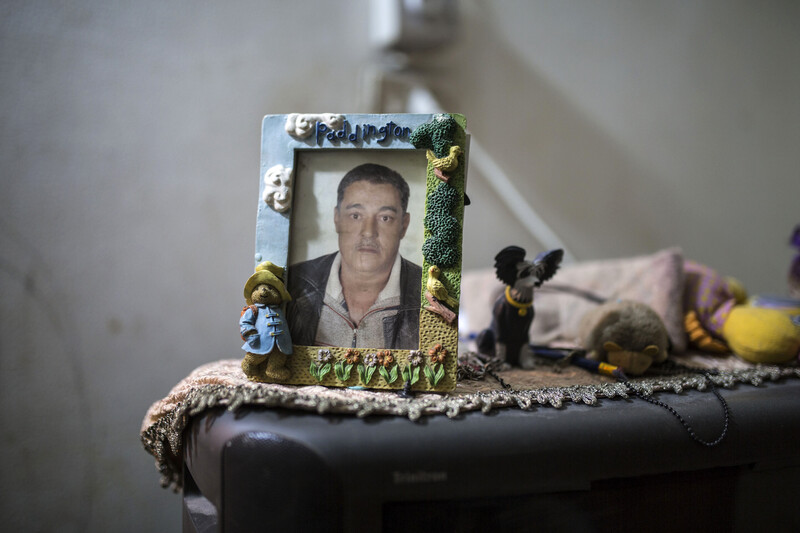 Close-up of framed photo of middle-aged man