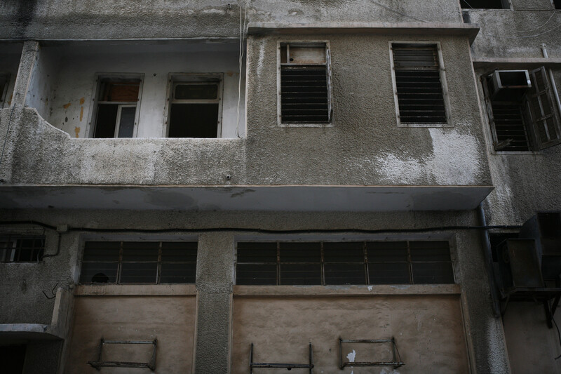 Close-up of building with dirty exterior