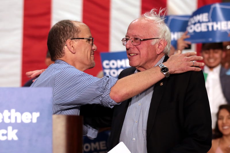 Image result for Bernie and Perez embrace and smile