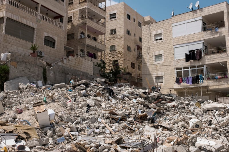 The rubble of Jamal and Fatma Elayan's home.