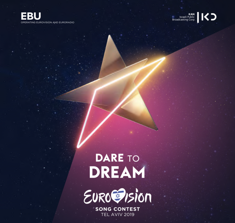 A logo with the words "Dare to Dream" and "Eurovision"