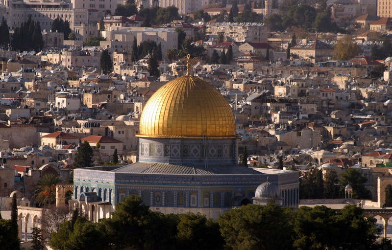 A golden dome dominates the Jerusalem skyline