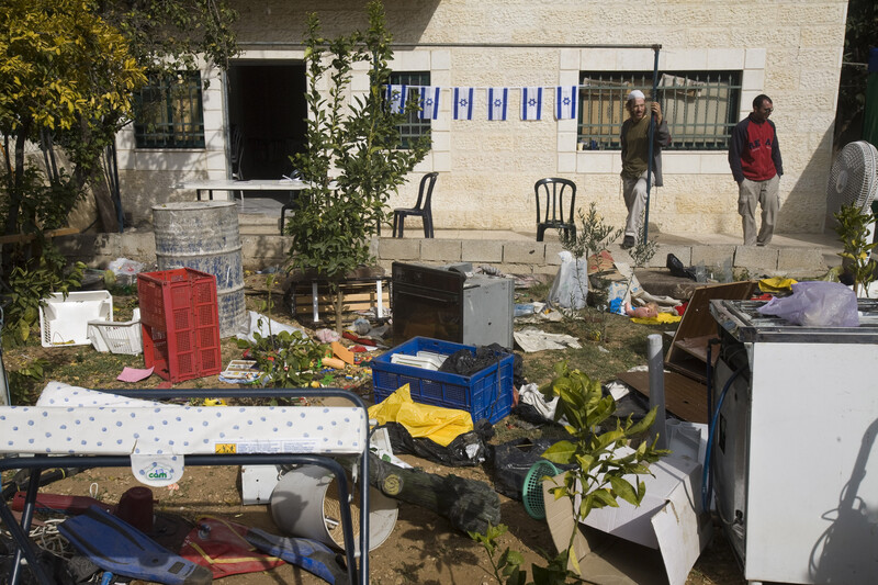 Furniture scattered in a yard