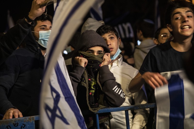 Young men with Israeli flags