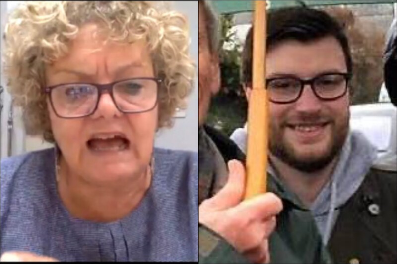 Collage shows a woman in a video conference and a man campaigning