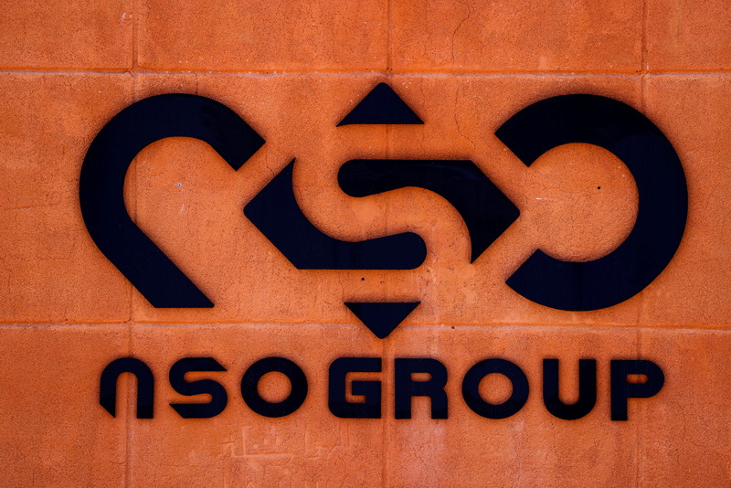 NSO Group logo on a wall 