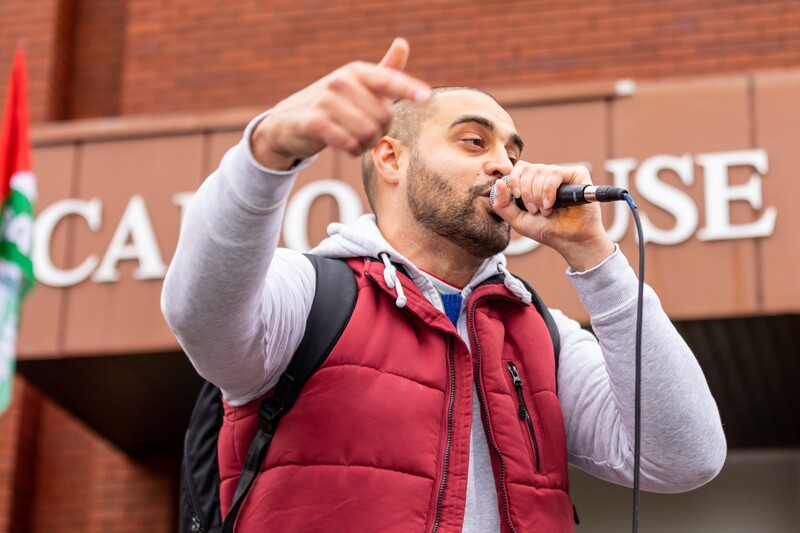 A man with a microphone