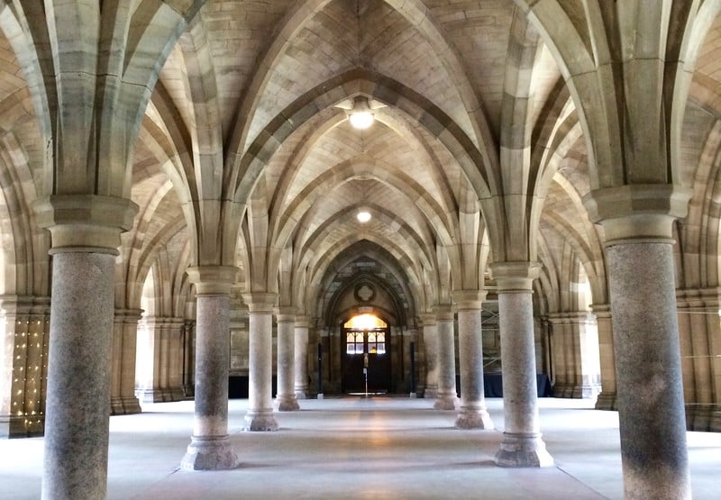 Arched cloisters with stone columns