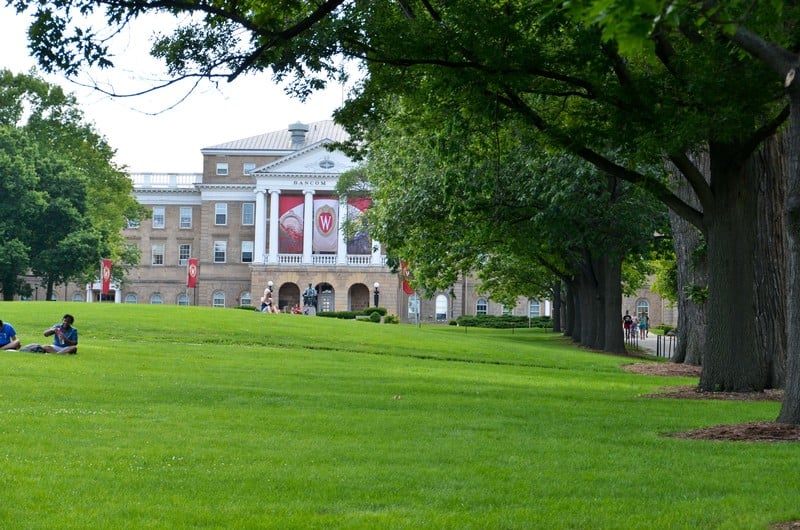 A grassy lawn at the University of Wisconsin-Madison