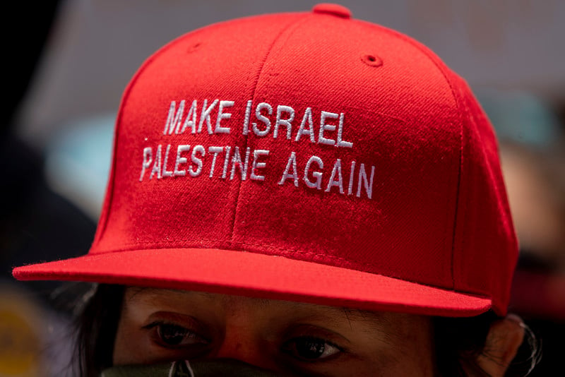 A baseball cap with the words: Make Israel Palestine Again
