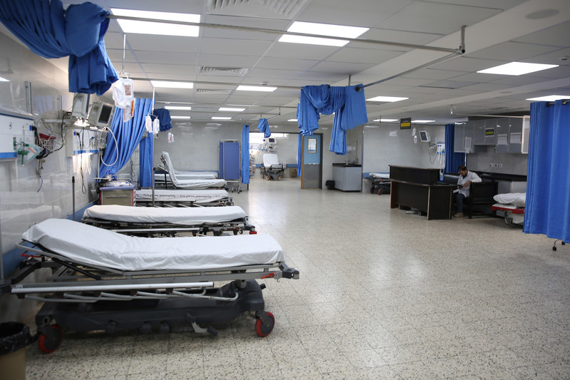 Empty hospital beds at al-Shifa hospital in Gaza.