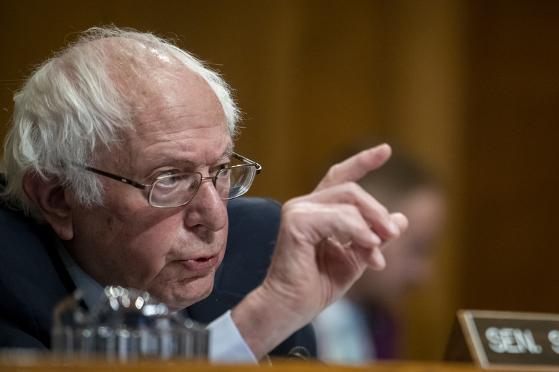 Bernie Sanders makes a point with his finger