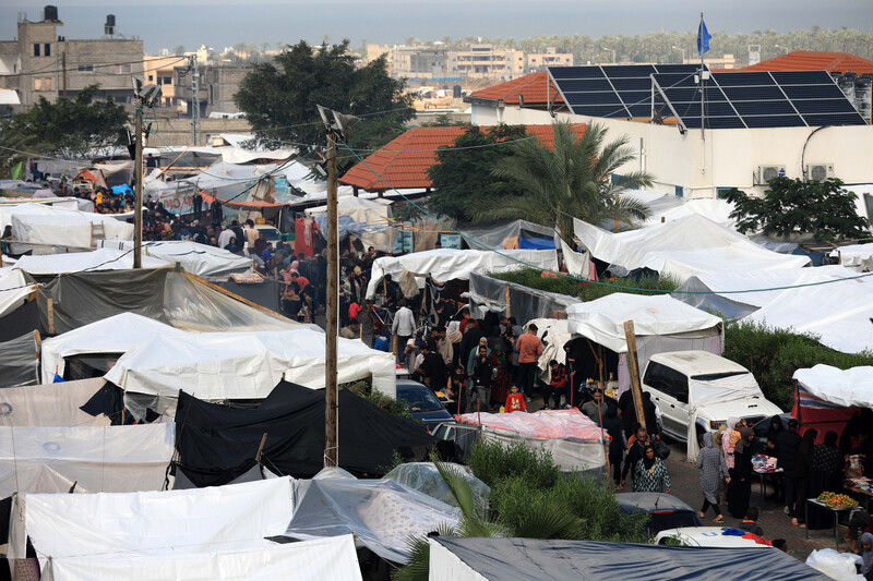 Tents for displaced Palestinians in Khan Younis