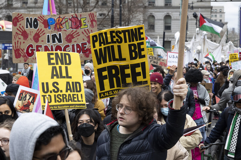 People protest in New York