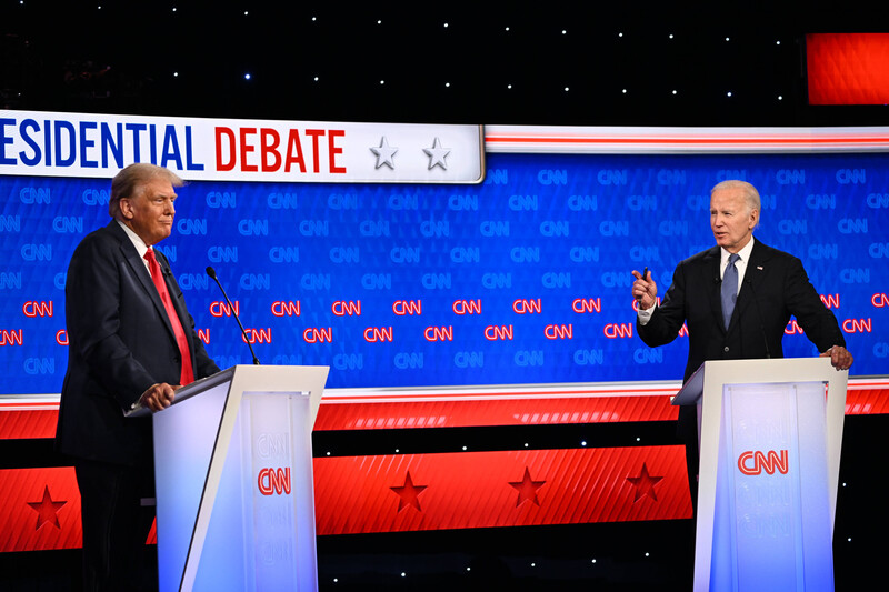 Joe Biden and Donald Trump during their debate in June