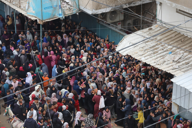 A large crowd is seen from above