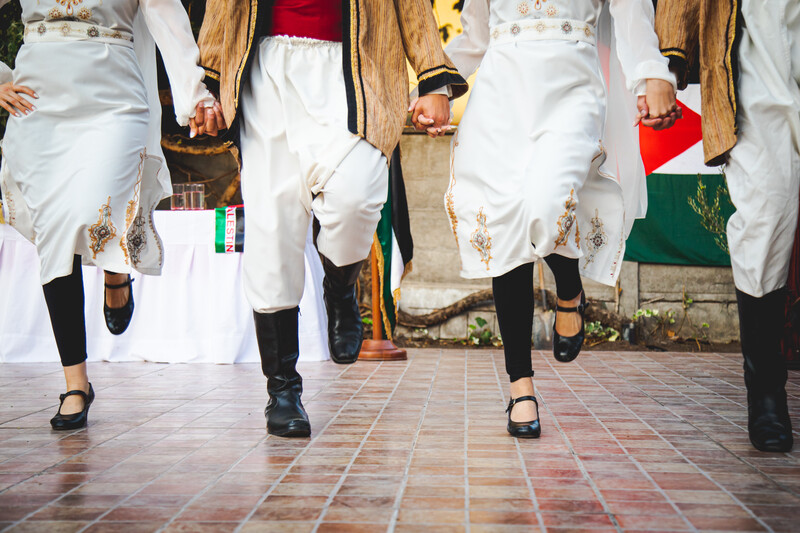 A dabke dancing troupe performs