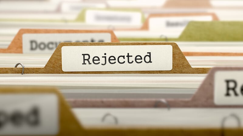 A file with rejected written on it
