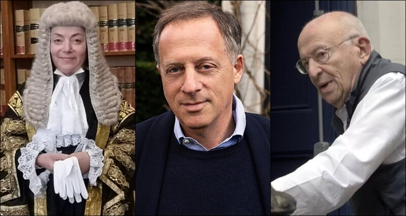 Collage shows a judge and two men