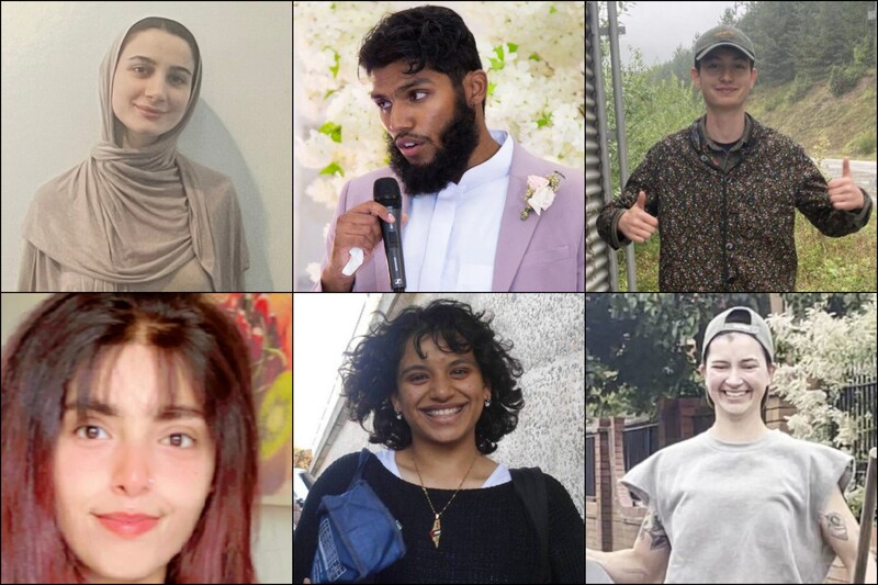 A collage of six people