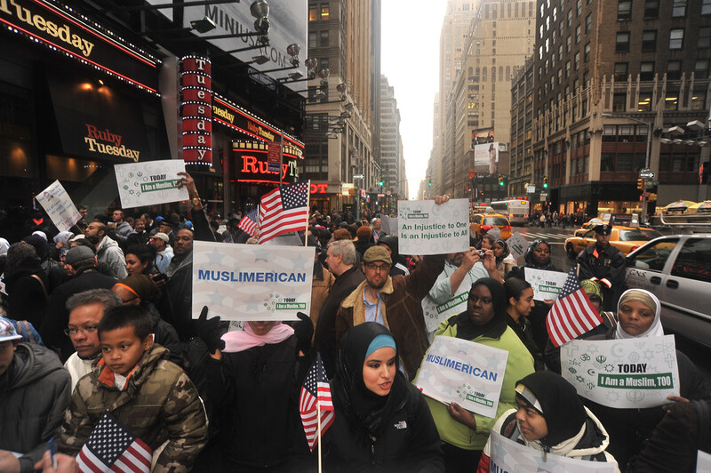 INTER-FAITH PROTEST AGAINST ISLAMOPHOBIA AND PETER KING'S CONGRESSIONAL HEARINGS ON MUSLIM RADICALIZATION 2011 - Times Square, Manhattan NYC - 03/06/11