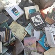 Burned books from the collection of Palestinian poet Othman Hussein