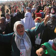 Palestinian women protesting in Gaza. 