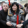 Khalida Jarrar surrounded by supporters. 