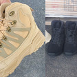 Montage of COGAT photos showing confiscated boots