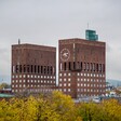 Red brick buildings tower over cityscape