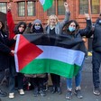 Activists with Palestinian flags