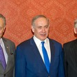 Senator Chuck Schumer and Senator Mitch McConnell alongside Prime Minister Benjamin Netanyahu