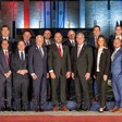 Members of US congressional delegation stand with Knesset Speaker Amir Ohana