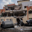 Gaping holes and damage to a Palestinian residential apartment