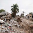Houses and buildings reduced to rubble in Kibbutz Be'eri