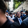 National security minister Itamar Ben-Gvir marches with a crowd through the Muslim Quarter in the Old City of Jerusalem