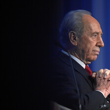 Close-up, profile portrait of Israeli president