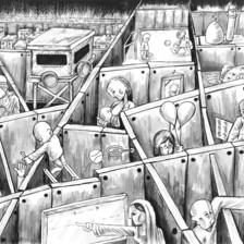 Mohammed Sabaaneh cartoon on Israel's wall compartmentalizing Palestinian life