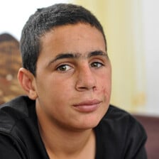 Close-up portrait of adolescent boy